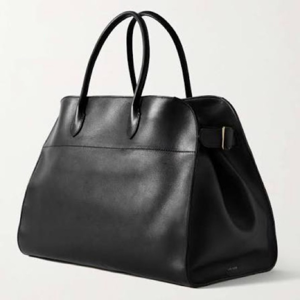 The Row Margaux 15 Tote Bag Black Leather-Authentic
